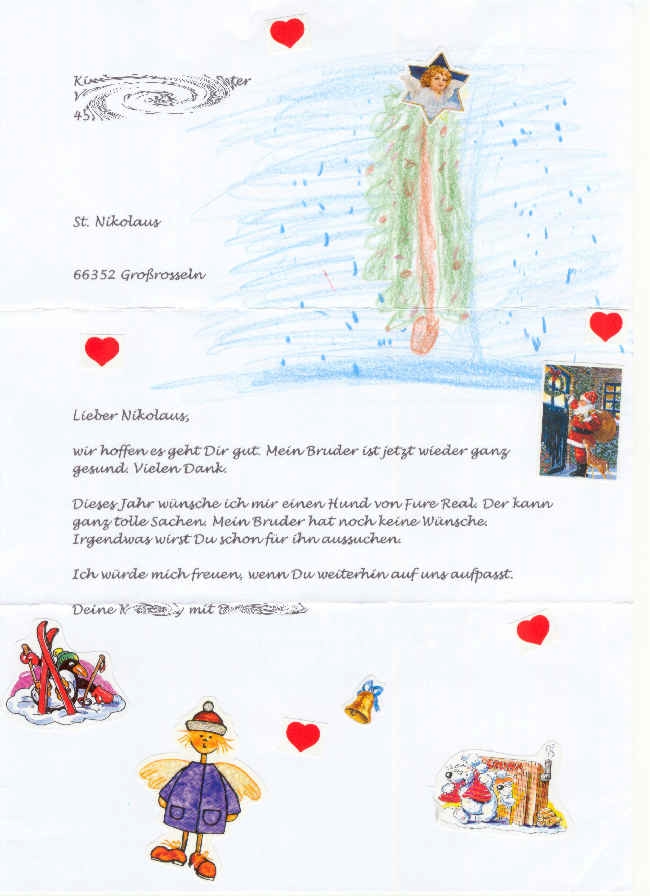 Kinderbrief an den Nikolaus aus St. Nikolaus