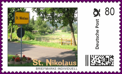 Die Nikolaus Briefmarke-Individuell für das Jahr 2020 - 750 Jahre St. Nikolaus - Ortseingang