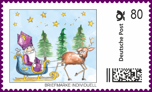 Die Nikolaus Briefmarke-Individuell für das Jahr 2021 - Nikolausschlitten