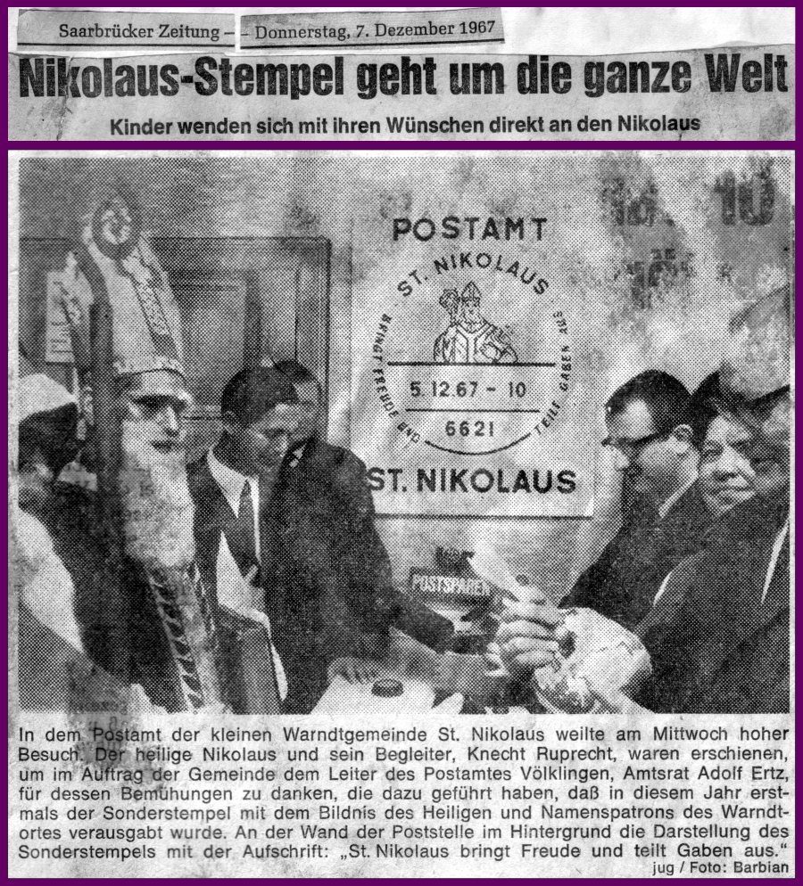 Nikolaus Stempel geht um die ganze Welt - Artikel Saarbrücker Zeitung vom 07.12.1967